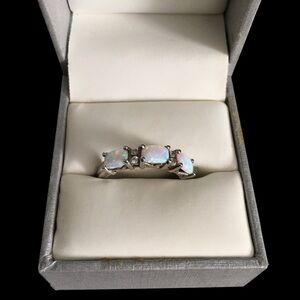 925 Sterling Silver White Opal Ring